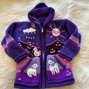 Like new - traditional Hungarian hand-knit girls cardigan, size 3T/4T
